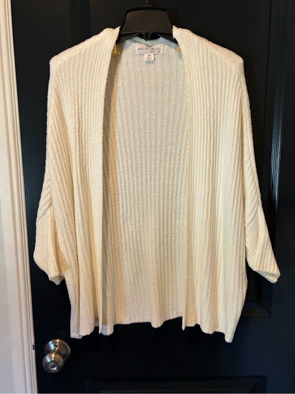 Barefoot Dreams Cream Open-Front Ribbed Cardigan